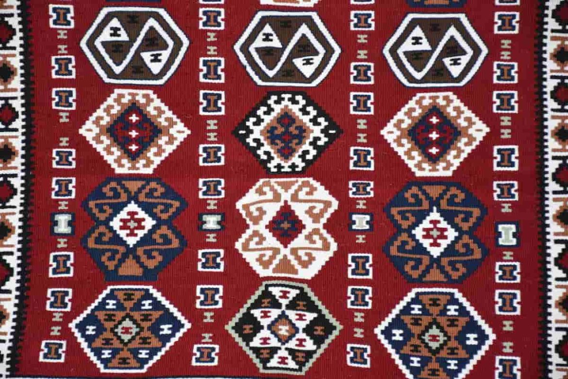 Santa Kilim; Cotton Wool Silk 3 Colors Red Purple Orange