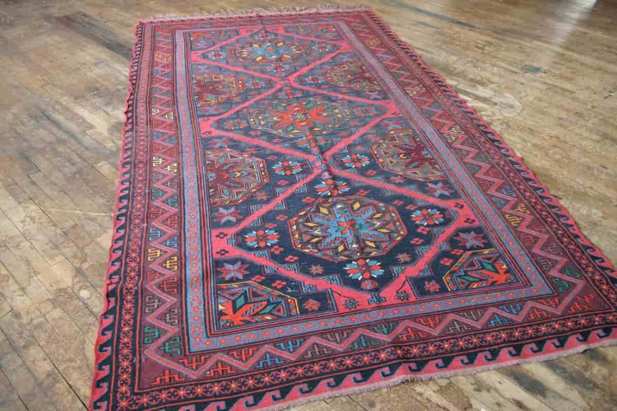  Sumak Kilim; Hand Woven Bright Saturated Colors Geometric Pattern 